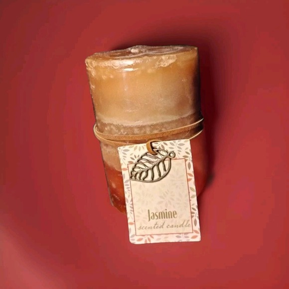 Jasmine Pillar Log Candle Global Product Resrcs 4 X 2.9" Brown Rustic Cabincore - Picture 2 of 2